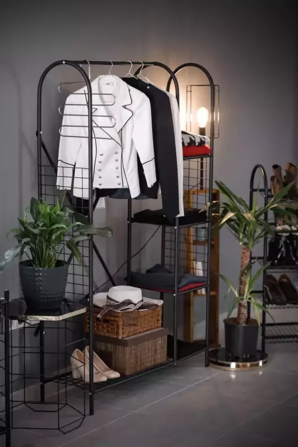 Pochon Home Kledingkast Metaal Open Kast Industrieel Kledingkasten Slaapkamer Kledingrek 75x110x170 cm - Foto 2