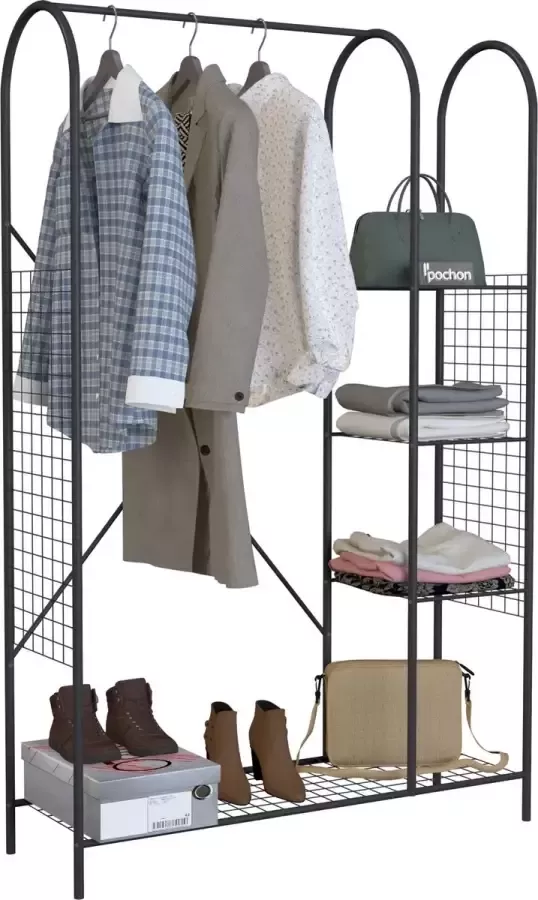 Pochon Home Kledingkast Metaal Open Kast Industrieel Kledingkasten Slaapkamer Kledingrek 75x110x170 cm