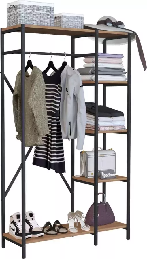 Pochon Home Kledingkast Pijnboom Open Kast Industrieel Kledingkast Slaapkamer Kledingrek 35x100x180 Open Kledingkast Kledingkasten Slaapkamer