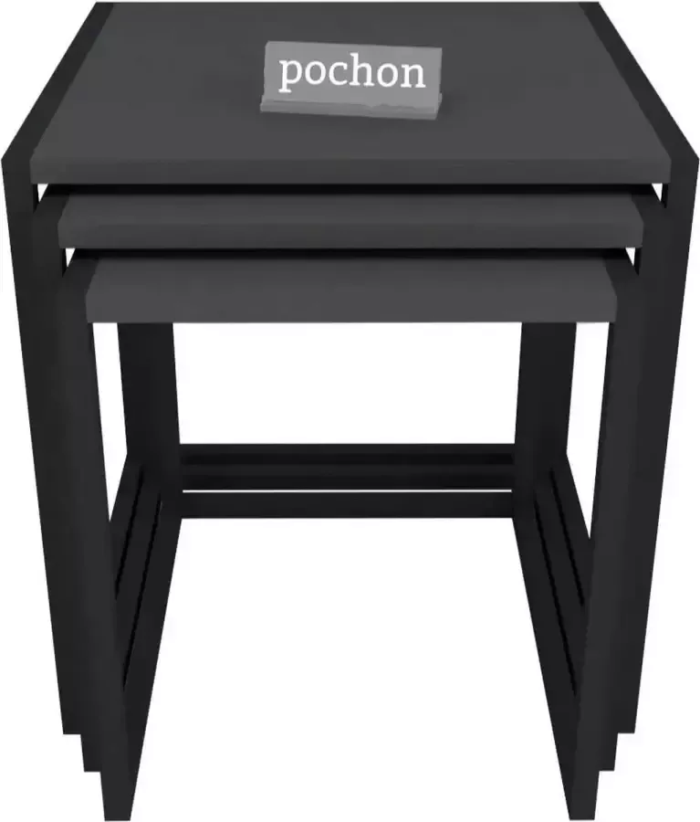 Pochon Bijzettafel Set Aishah Antraciet 45x45x52 Bijzettafel Metaal