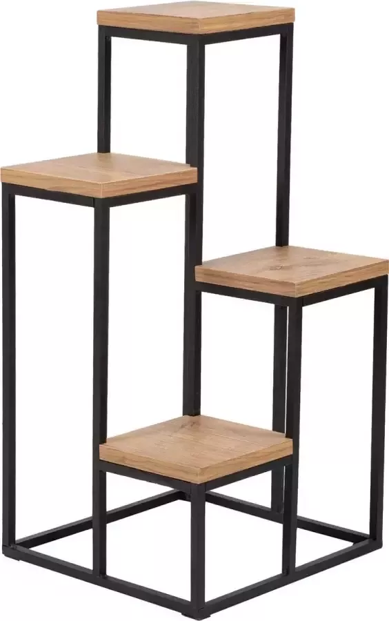Pochon Home Plantentafel 4 Planten Metaal Plantenrek Ladderkast Plantenstandaard Plantentafeltje voor binnen 67x34x34