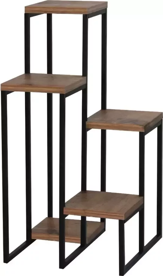 Pochon Home Plantentafel 5 Planten Metaal Plantenrek Ladderkast Plantenstandaard Plantentafeltje voor binnen 66x33x34