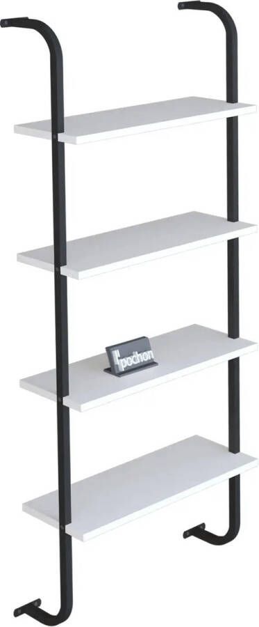 Pochon Wandkast Poseidon Wit 20x64x150 Ladderkast Boekenkast Boekenrek Laagpolige Vloerkleed Kortpolige Vloerkleed - Foto 2