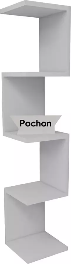 Pochon Home Zigzag Boekenkast Wit 4 Vakken 22x22x111 cm