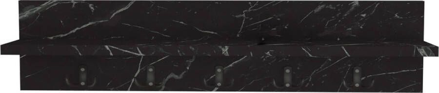 Pochon Kapstok Aya Zwart Marmer 11x80x18 Wandkapstok 10 Haken Laagpolige Vloerkleed Kortpolige Vloerkleed
