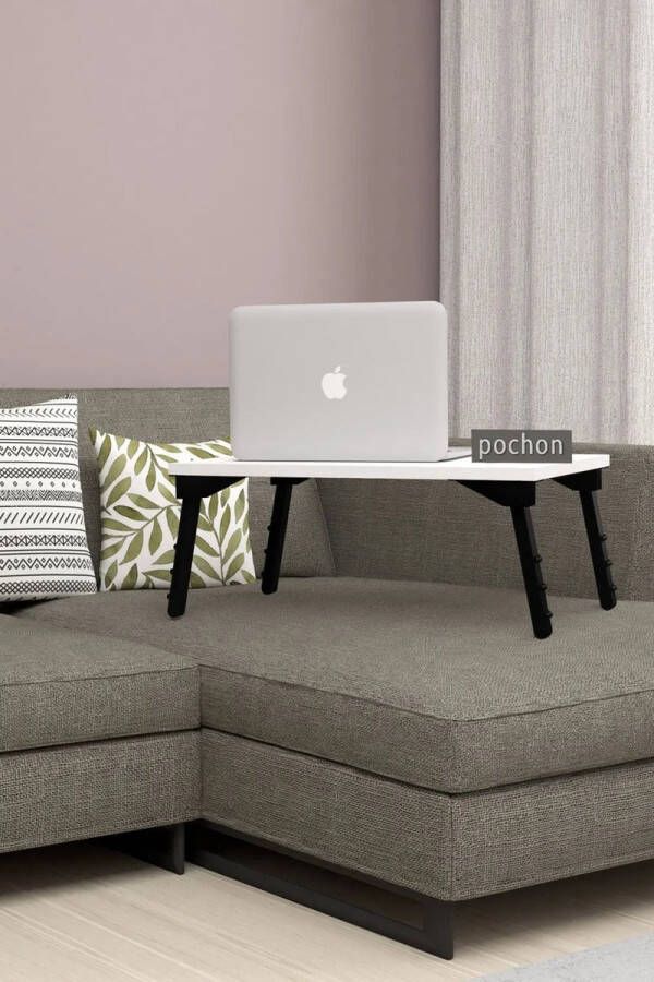 Pochon Laptoptafel Alvis Wit Banktafel Bedtafel Bijzettafel Laagpolige Vloerkleed Kortpolige Vloerkleed