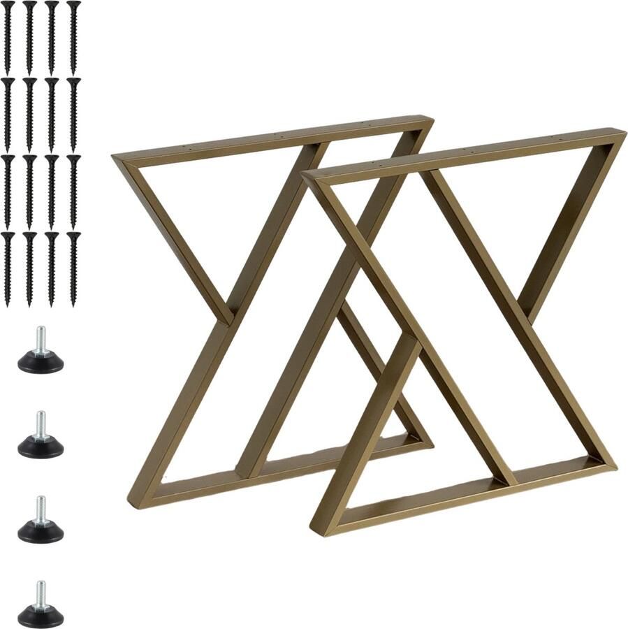 Pochon 2x Tafelpoot Agandaur Goud 6x70x72 Meubelpoot Staal Tafelpoten Goud Meubelpoten Goud