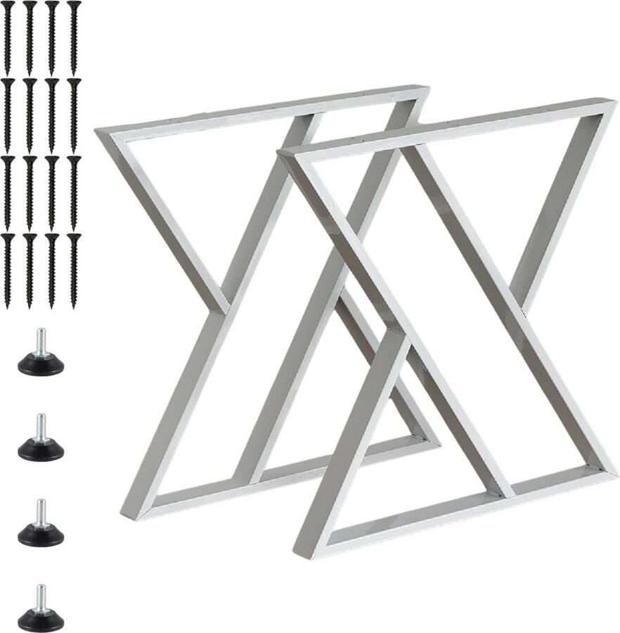 Pochon 2x Tafelpoot Agandaur Wit 6x70x72 Meubelpoot Staal Tafelpoten Wit Meubelpoten Wit