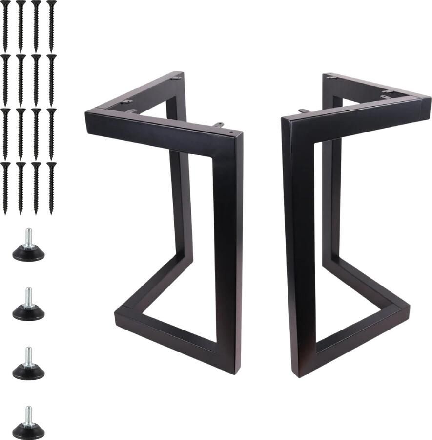 Pochon 2x Tafelpoot Athtar Zwart 6x55x72 Meubelpoot Staal Tafelpoten Zwart Meubelpoten Zwart
