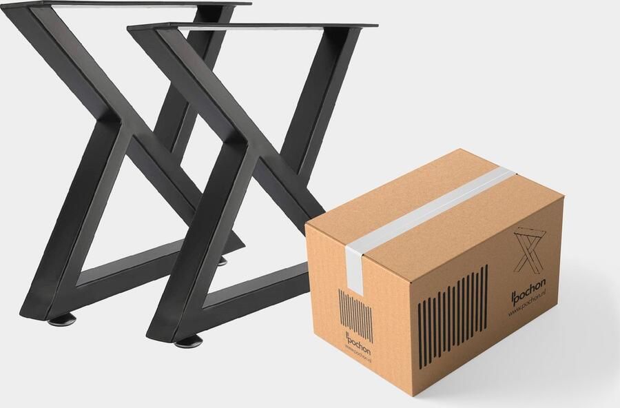 Pochon 2x Tafelpoot Erlareo Zwart 6x55x72 Meubelpoot Staal Tafelpoten Zwart Meubelpoten Zwart - Foto 2