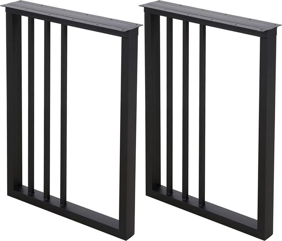 Pochon 2x Tafelpoot Halflar Zwart 6x55x72 Meubelpoot Staal Tafelpoten Zwart Meubelpoten Zwart