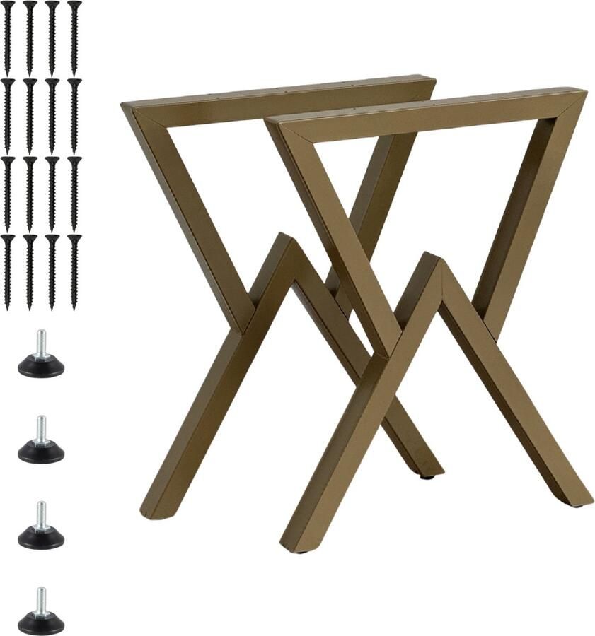 Pochon 2x Tafelpoot Jhaeros Goud 6x55x72 Meubelpoot Staal Tafelpoten Goud Meubelpoten Goud