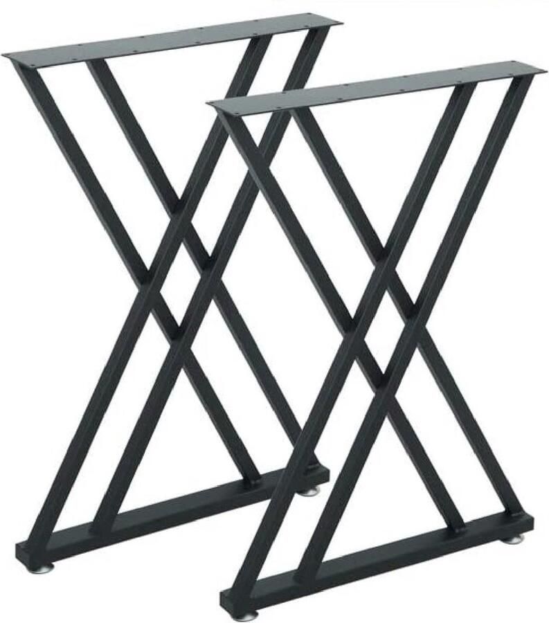 Pochon 2x Tafelpoot MA39 Zwart 6x55x72 Meubelpoot Staal Tafelpoten Zwart Meubelpoten Zwart