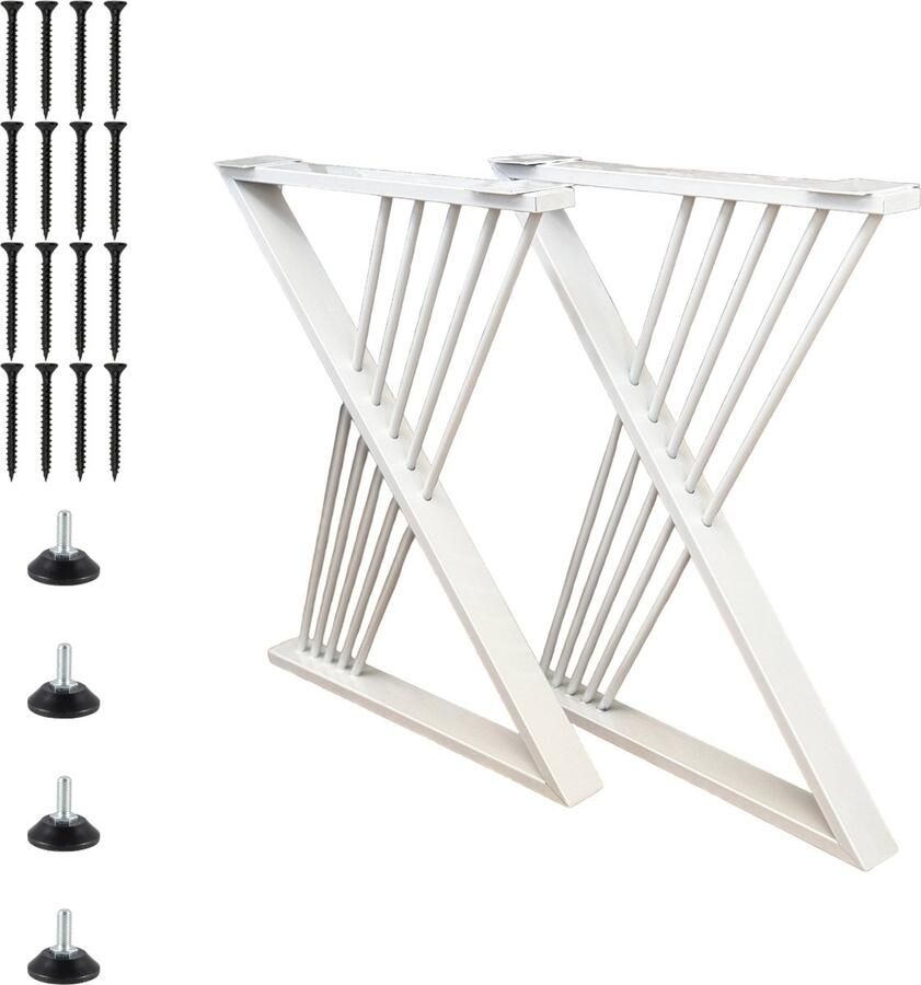 Pochon 2x Tafelpoot MA41 Wit 6x60x72 Meubelpoot Staal Tafelpoten Wit Meubelpoten Wit
