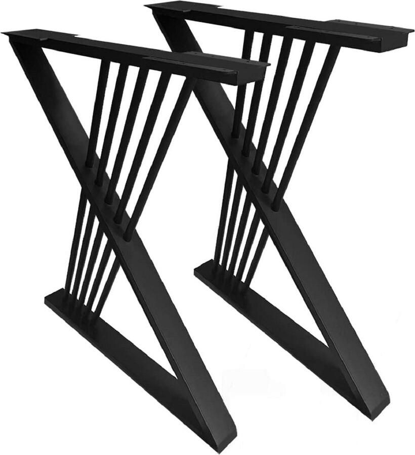 Pochon 2x Tafelpoot MA41 Zwart 6x60x72 Meubelpoot Staal Tafelpoten Zwart Meubelpoten Zwart