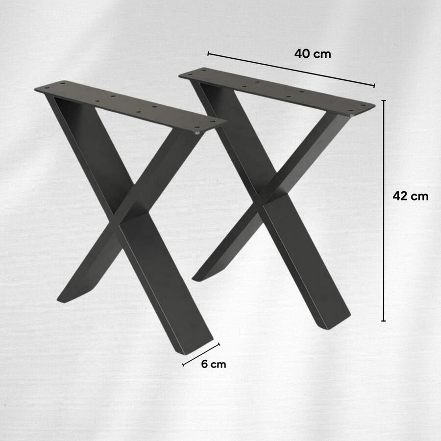 Pochon 2x Tafelpoot Ruith MA3 Zwart 6x55x42 Meubelpoot Staal Tafelpoten Zwart Meubelpoten Zwart