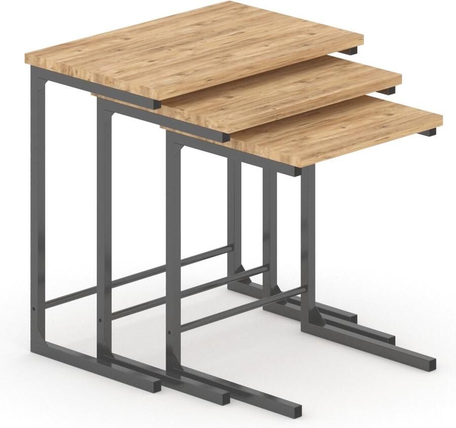 Pochon Bijzettafel Set Aishah Pijnboom 45x45x54 Bijzettafel Metaal