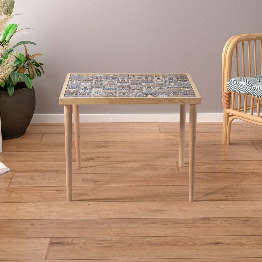 Pochon Bijzettafel Vierkant Esperanza 62x62 Naturel Bruin Laagpolige Vloerkleed Kortpolige Vloerkleed