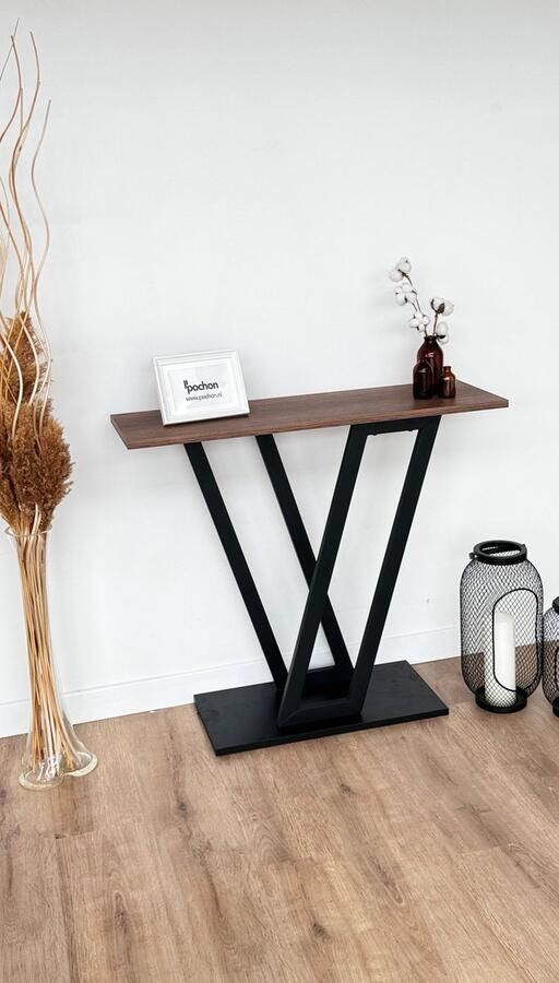 Pochon Industriële Houten Dressoir Victory Zwart 29x90x80 Boekenkast Ladderkast Vakkenkast Kast Opbergkast