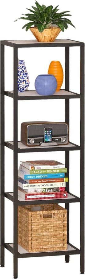 Pochon Opbergkast Teodora Wit 30x40x125 Boekenkast Ladderkast Vakkenkast Kast Opbergkast