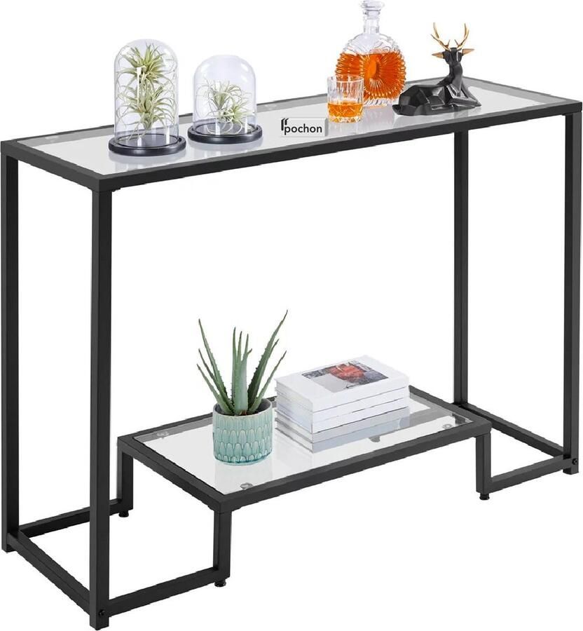 Pochon Industriële Glazendressoir Garment Zwart 30x100x76 Boekenkast Ladderkast Vakkenkast Kast Opbergkast