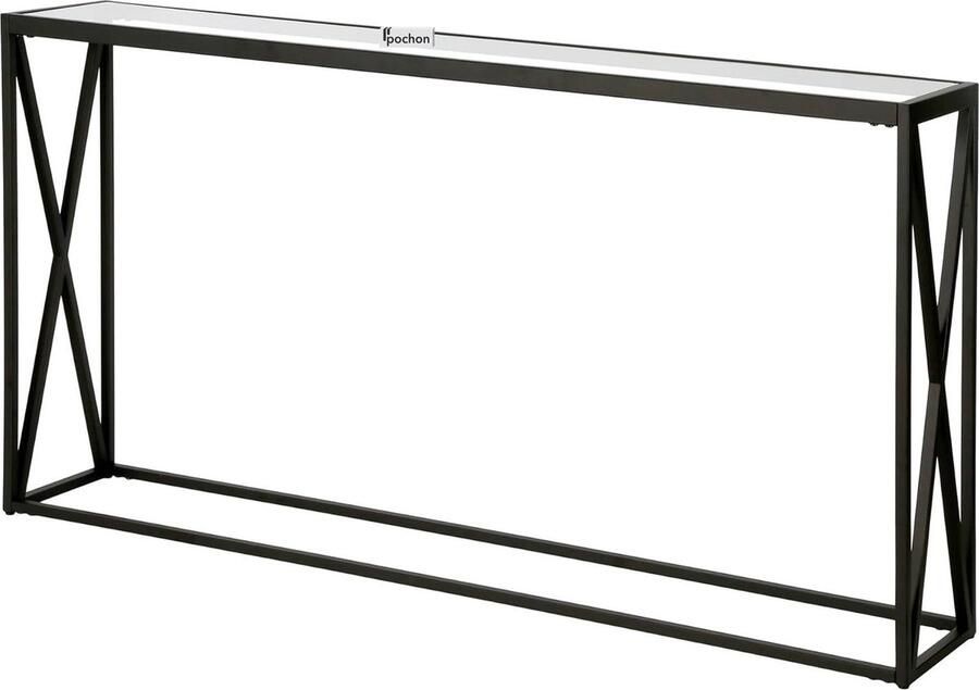 Pochon Industriële Glazendressoir Vanity Zwart 25x120x75 Boekenkast Ladderkast Vakkenkast Kast Opbergkast