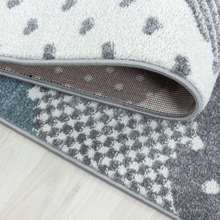 Pochon Tapijt Bambi Blauw 120x120x1 Vloerkleed Wolken Laagpolige Vloerkleed Kortpolige Vloerkleed voor Kinderkamer Speelkleed Ronde Vloerkleed Ronde Tapijt