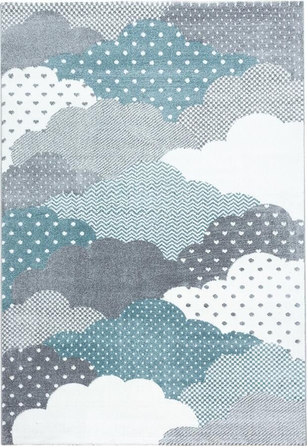 Pochon Tapijt Bambi Blauw 200x140x1 Vloerkleed Wolken Laagpolige Vloerkleed Kortpolige Vloerkleed voor Kinderkamer Speelkleed Rechthoekige Tapijt Rechthoekige Vloerkleed