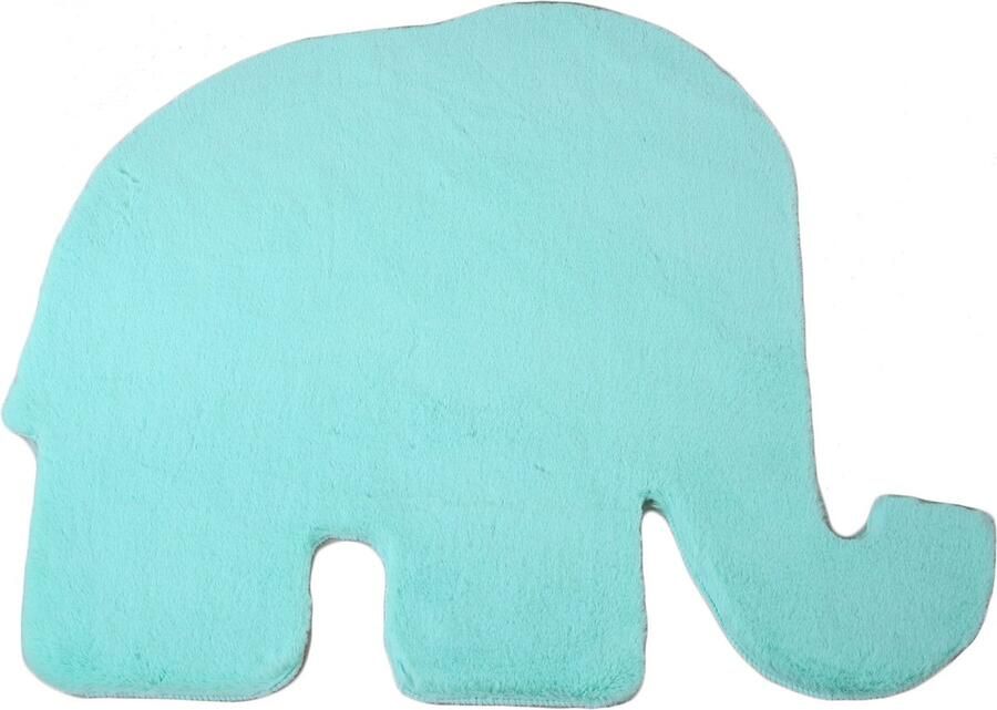 Pochon Tapijt Caty Mint 100x80x2 5 Vloerkleed Olifant Hoogpolige Vloerkleed voor Kinderkamer Speelkleed
