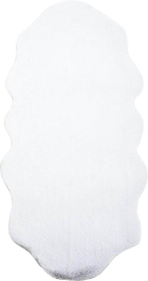Pochon Tapijt Caty Wit 180x60x2 5 Vloerkleed Imitatieleer Hoogpolige Vloerkleed