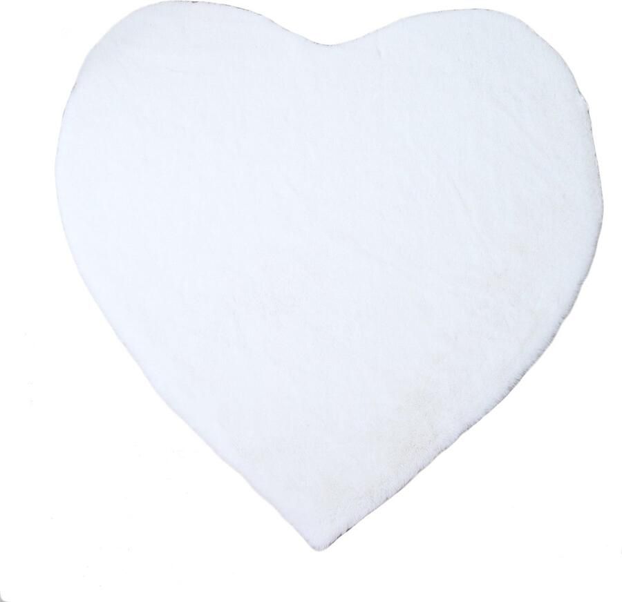 Pochon Tapijt Caty Wit 90x90x2 5 Vloerkleed Hart Hoogpolige Vloerkleed voor Kinderkamer Speelkleed