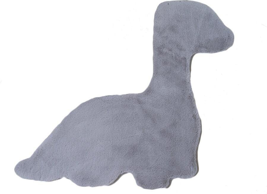 Pochon Tapijt Caty Zilver 100x80x2 5 Vloerkleed Dinosaurus Hoogpolige Vloerkleed voor Kinderkamer Speelkleed