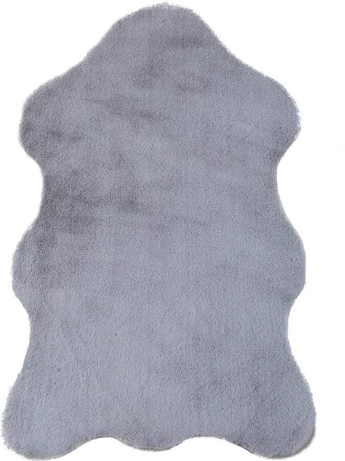 Pochon Tapijt Caty Zilver 90x60x2 5 Vloerkleed Imitatieleer Hoogpolige Vloerkleed