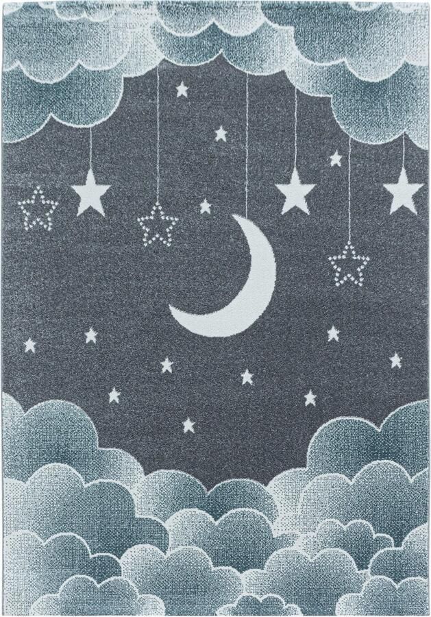 Pochon Tapijt Funny Blauw 150x80x1 1 Vloerkleed Maan en Sterren Hoogpolige Vloerkleed voor Kinderkamer Speelkleed Rechthoekige Tapijt Rechthoekige Vloerkleed