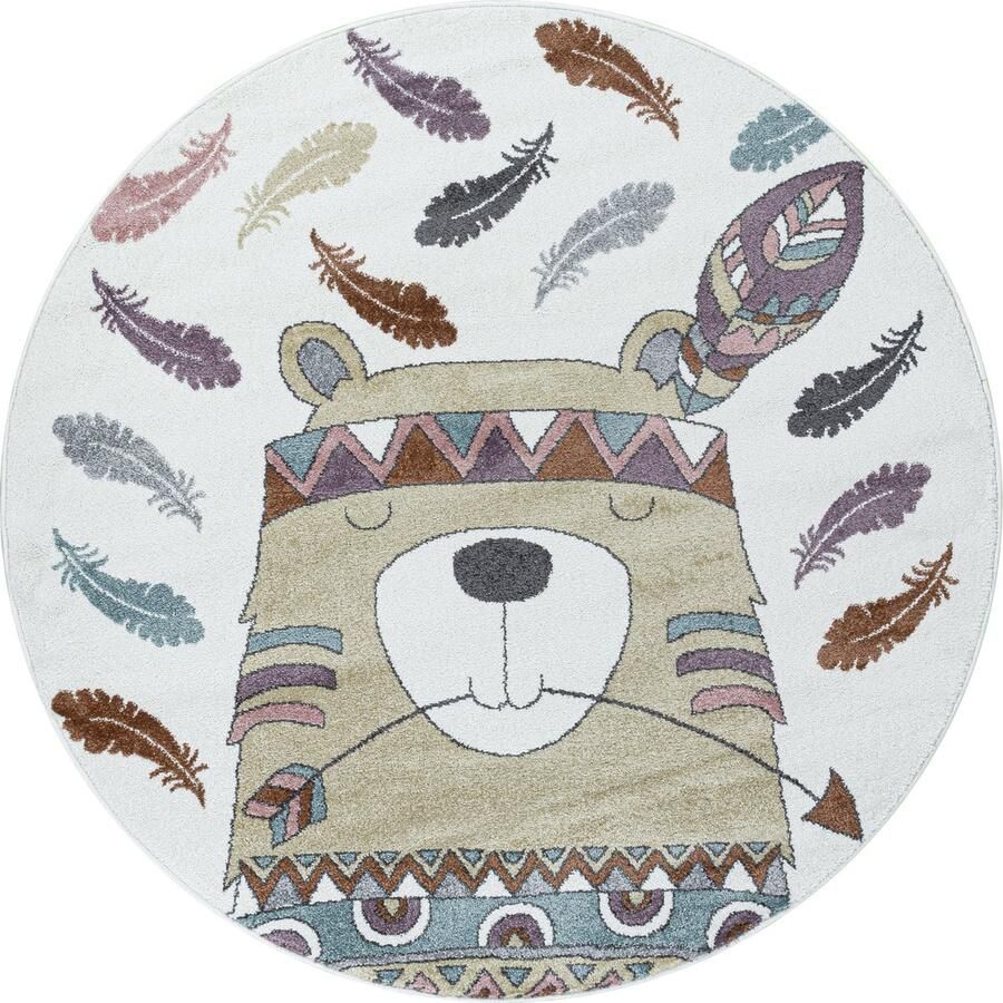Pochon Tapijt Funny Geel 120x120x1 1 Vloerkleed Beer Hoogpolige Vloerkleed voor Kinderkamer Speelkleed Ronde Vloerkleed Ronde Tapijt