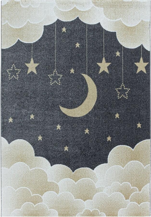 Pochon Tapijt Funny Geel 290x200x1 1 Vloerkleed Maan en Sterren Hoogpolige Vloerkleed voor Kinderkamer Speelkleed Rechthoekige Tapijt Rechthoekige Vloerkleed