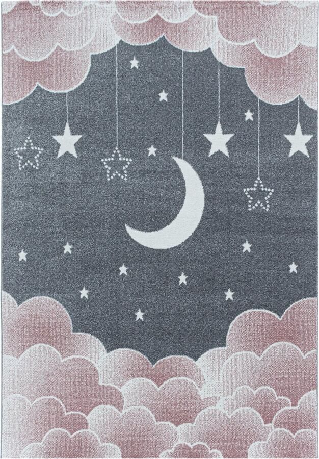 Pochon Tapijt Funny Roze 170x120x1 1 Vloerkleed Maan en Sterren Hoogpolige Vloerkleed voor Kinderkamer Speelkleed Rechthoekige Tapijt Rechthoekige Vloerkleed