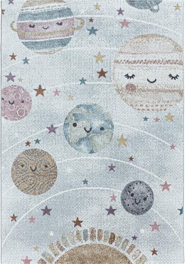 Pochon Tapijt Funny Wit 150x80x1 1 Vloerkleed Ruimte Hoogpolige Vloerkleed voor Kinderkamer Speelkleed Rechthoekige Tapijt Rechthoekige Vloerkleed