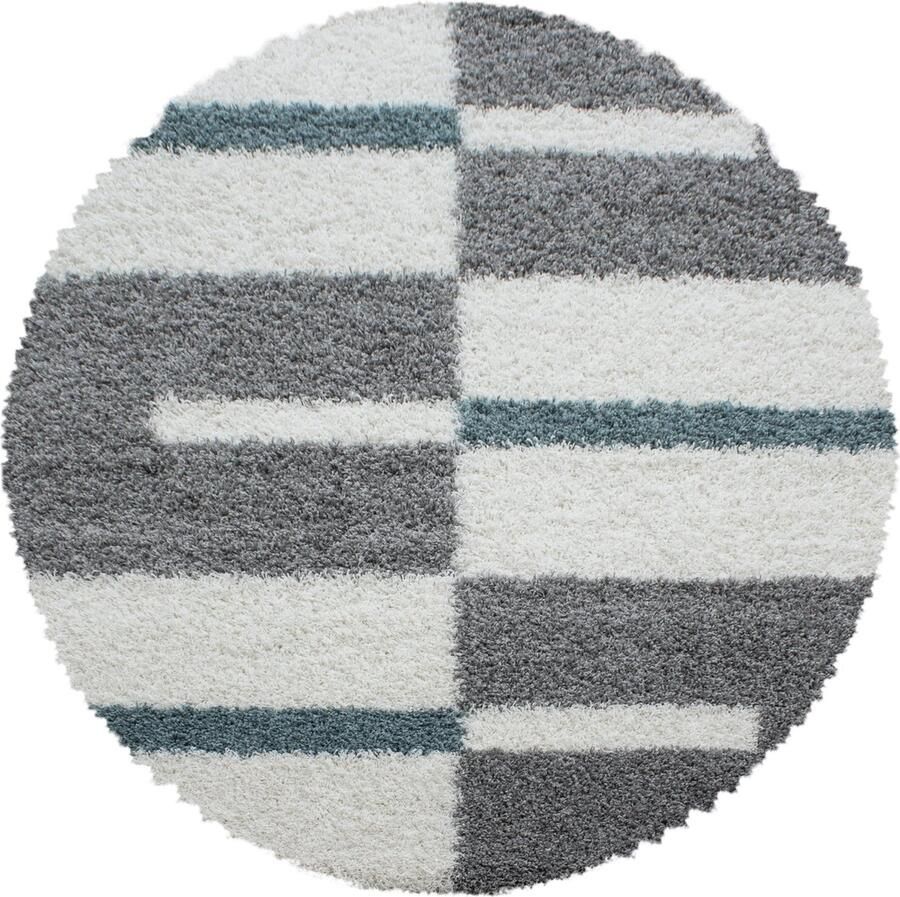 Pochon Tapijt Gala Turquoise 80x80x3 Vloerkleed Geruit Hoogpolige Vloerkleed Ronde Vloerkleed Ronde Tapijt