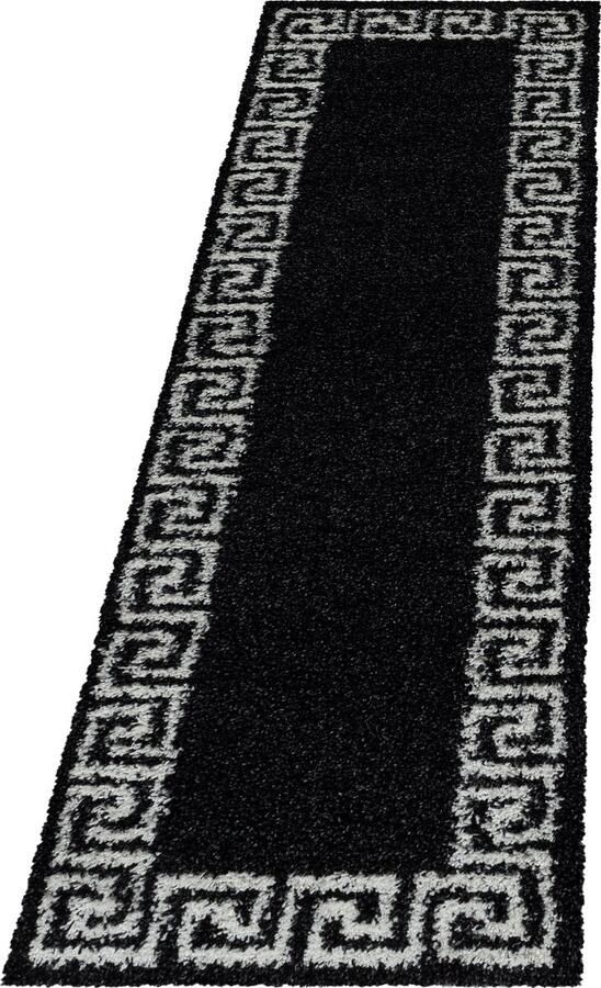 Pochon Tapijt Hera Antraciet 250x80x3 Vloerkleed Meander Hoogpolige Vloerkleed Rechthoekige Tapijt Rechthoekige Vloerkleed