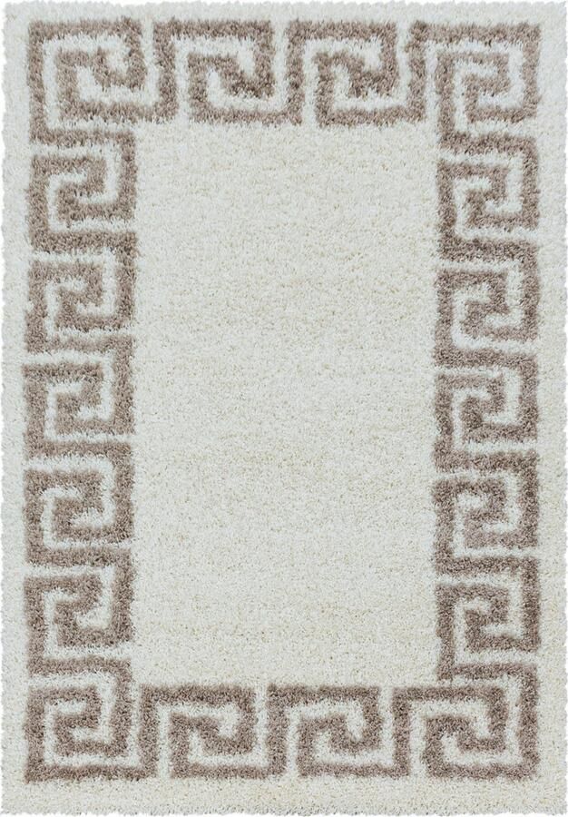 Pochon Tapijt Hera Beige 200x140x3 Vloerkleed Meander Hoogpolige Vloerkleed Rechthoekige Tapijt Rechthoekige Vloerkleed