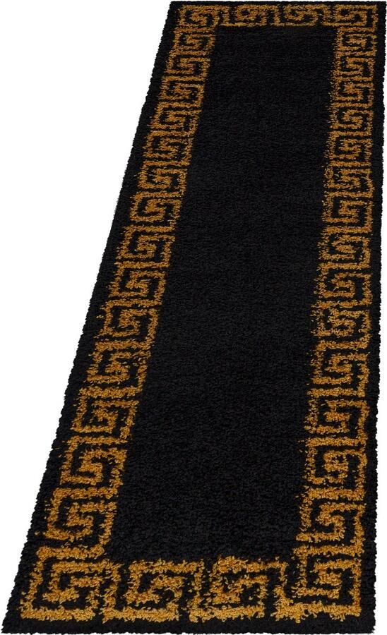 Pochon Tapijt Hera Goud 250x80x3 Vloerkleed Meander Hoogpolige Vloerkleed Rechthoekige Tapijt Rechthoekige Vloerkleed