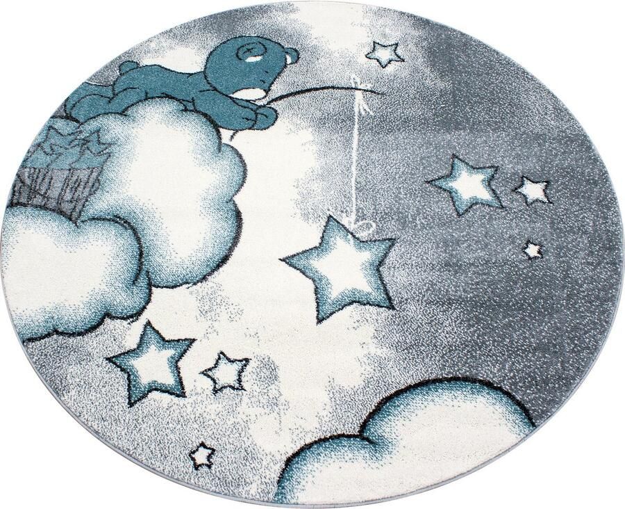 Pochon Tapijt Kids Blauw 160x160x1 1 Vloerkleed Race Auto Hoogpolige Vloerkleed voor Kinderkamer Speelkleed Ronde Vloerkleed Ronde Tapijt - Foto 2