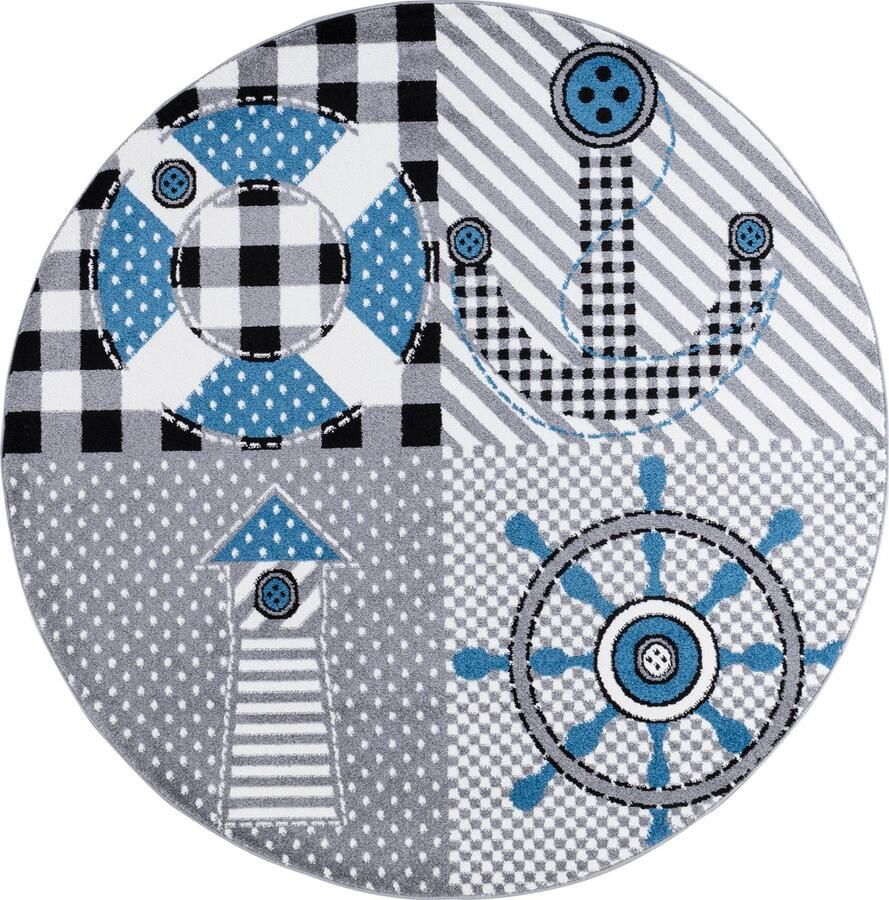 Pochon Tapijt Kids Grijs 160x160x1 1 Vloerkleed Sterren Hoogpolige Vloerkleed voor Kinderkamer Speelkleed Ronde Vloerkleed Ronde Tapijt - Foto 2