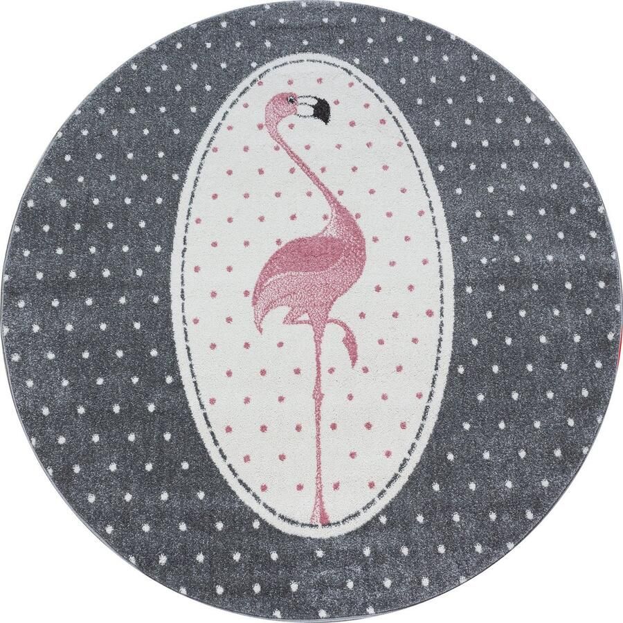 Pochon Tapijt Kids Roze 160x160x1 1 Vloerkleed Flamingo Hoogpolige Vloerkleed voor Kinderkamer Speelkleed Ronde Vloerkleed Ronde Tapijt
