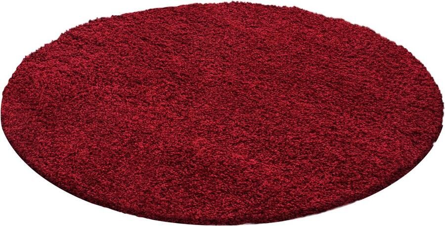 Pochon Tapijt Life Rood 200x200x3 Vloerkleed Effen Hoogpolige Vloerkleed Ronde Vloerkleed Ronde Tapijt