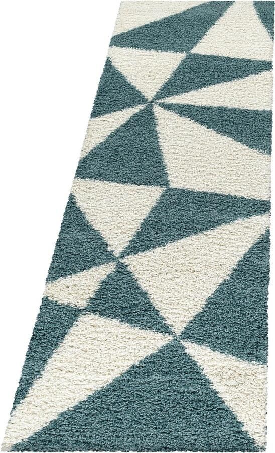 Pochon Tapijt Tango Blauw 250x80x3 Vloerkleed Geometrisch Hoogpolige Vloerkleed Rechthoekige Tapijt Rechthoekige Vloerkleed