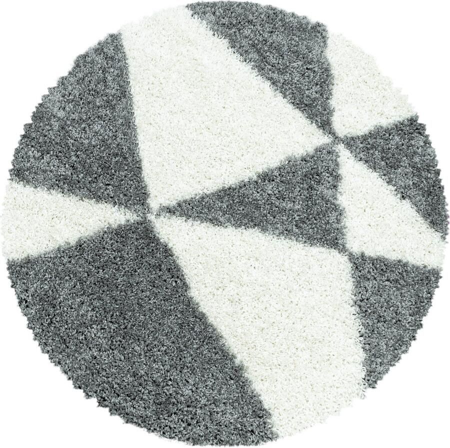 Pochon Tapijt Tango Grijs 80x80x3 Vloerkleed Geometrisch Hoogpolige Vloerkleed Ronde Vloerkleed Ronde Tapijt