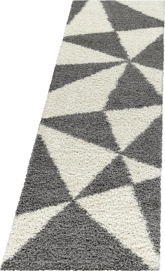 Pochon Tapijt Tango Grijs 250x80x3 Vloerkleed Geometrisch Hoogpolige Vloerkleed Rechthoekige Tapijt Rechthoekige Vloerkleed