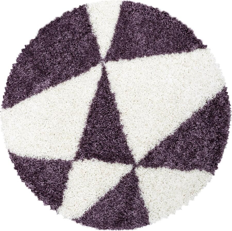 Pochon Tapijt Tango Paars 80x80x3 Vloerkleed Geometrisch Hoogpolige Vloerkleed Ronde Vloerkleed Ronde Tapijt